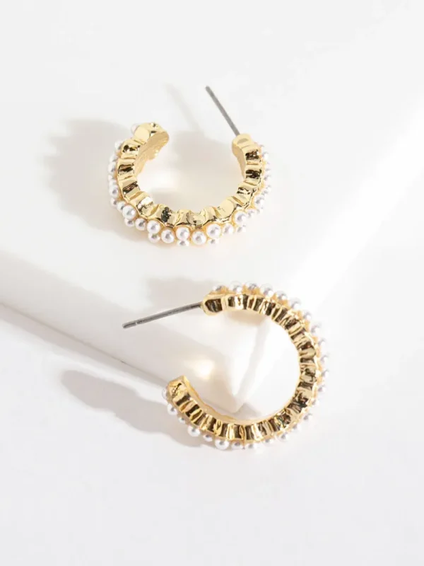 Ricki's Earrings*Multi-Pearl and Metal Hoops