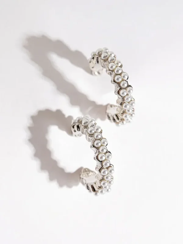 Ricki's Earrings*Multi-Pearl and Metal Hoops