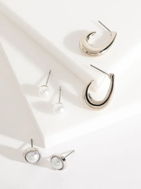 Ricki's Earrings*Pearl & Metal Earring Trio Set