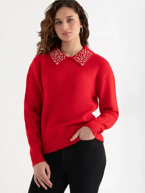 Ricki's Sweaters & Cardigans*Pearl Collar Pullover Sweater