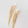 Ricki's Earrings*Pearl Earrings with Metal Tassels
