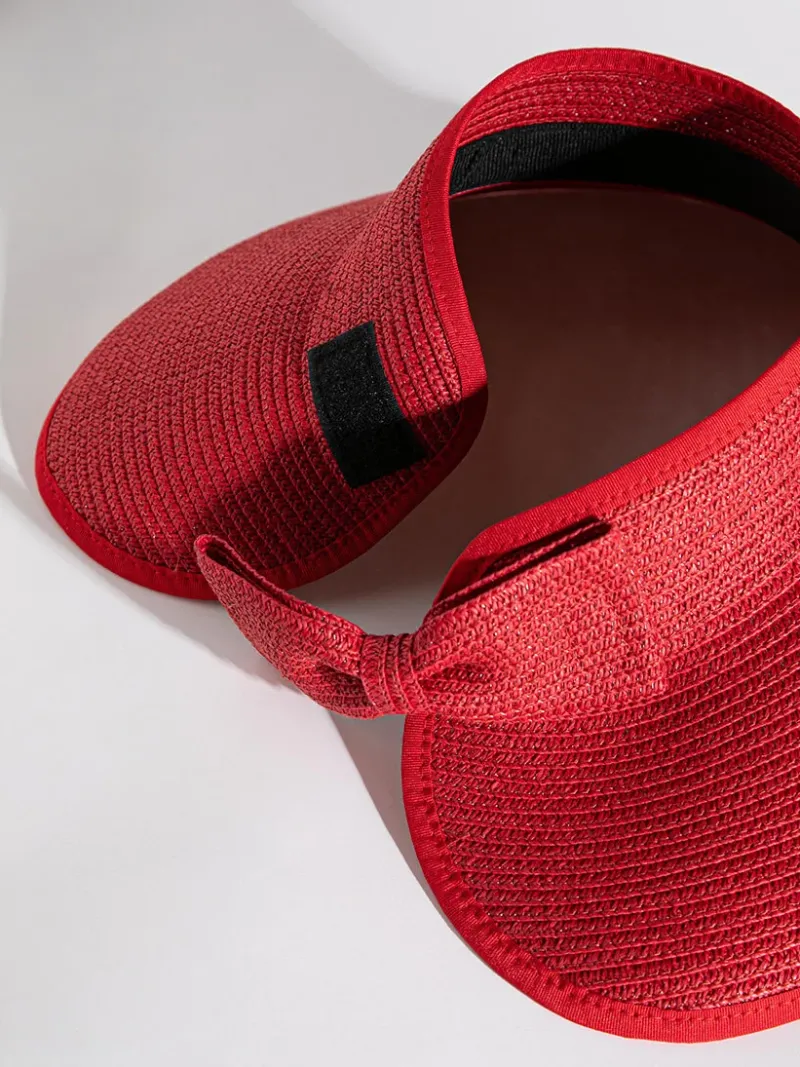 red_straw_brim_visor_2.webp Ricki's Hats*Straw Brim Visor