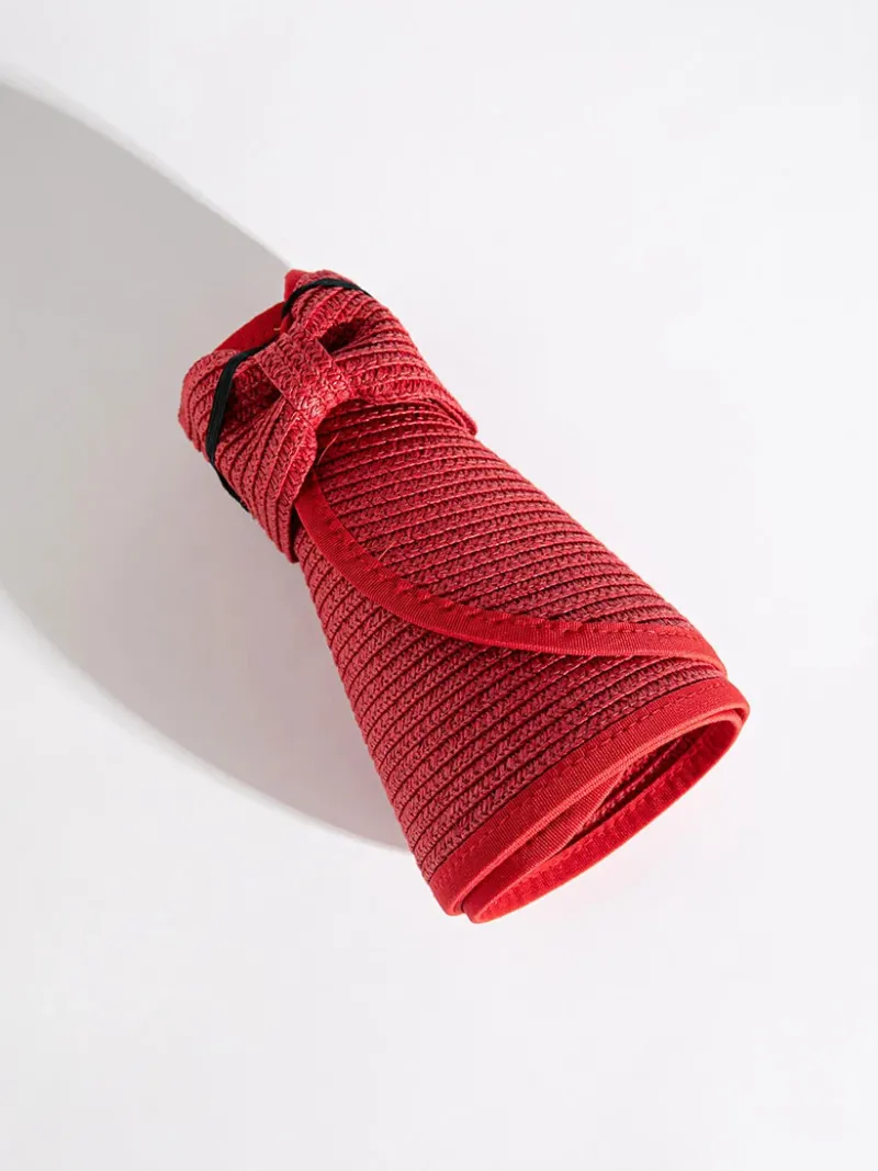 red_straw_brim_visor_3.webp Ricki's Hats*Straw Brim Visor