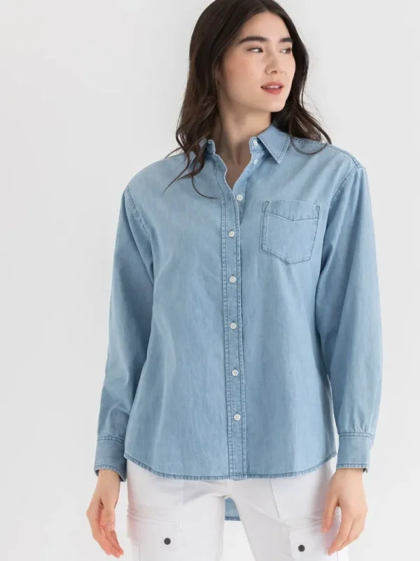 Ricki's Shirts & Blouses*Relaxed Denim Button-Up Shirt