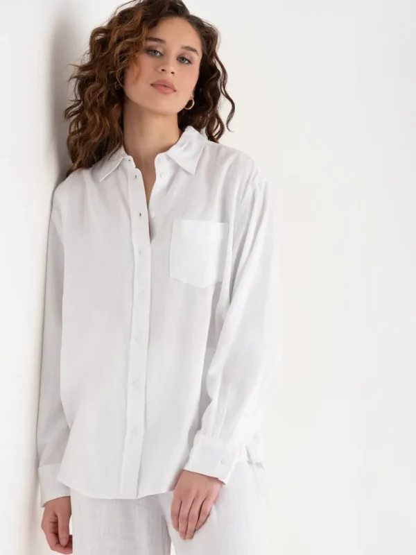 Ricki's Shirts & Blouses*Relaxed Fit Linen Button-Up Shirt