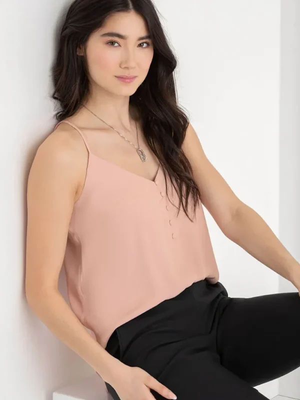 Ricki's Tees & Tanks*Sadie Strappy V-Neck Tank with Button