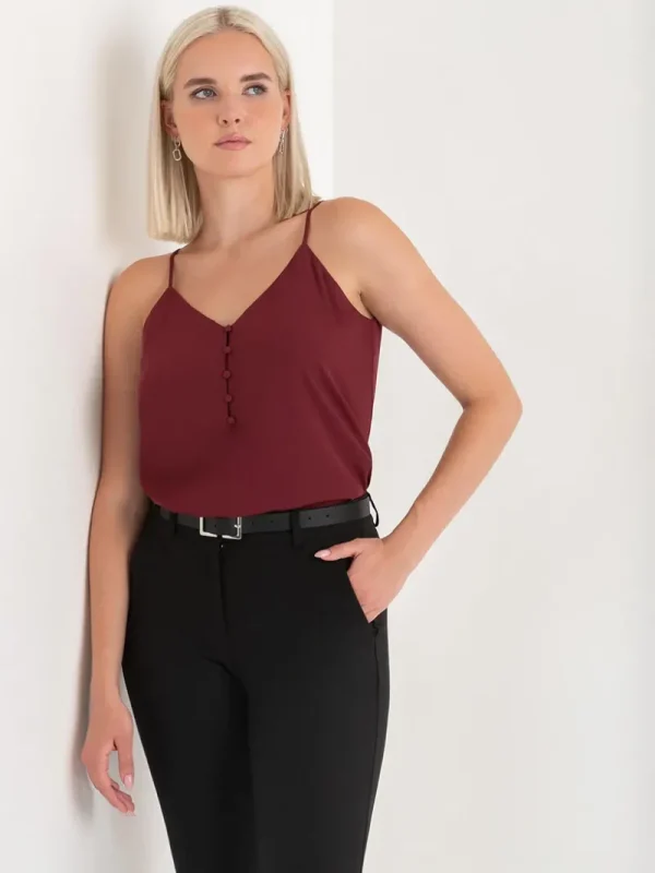 Ricki's Tees & Tanks*Sadie Strappy V-Neck Tank with Button