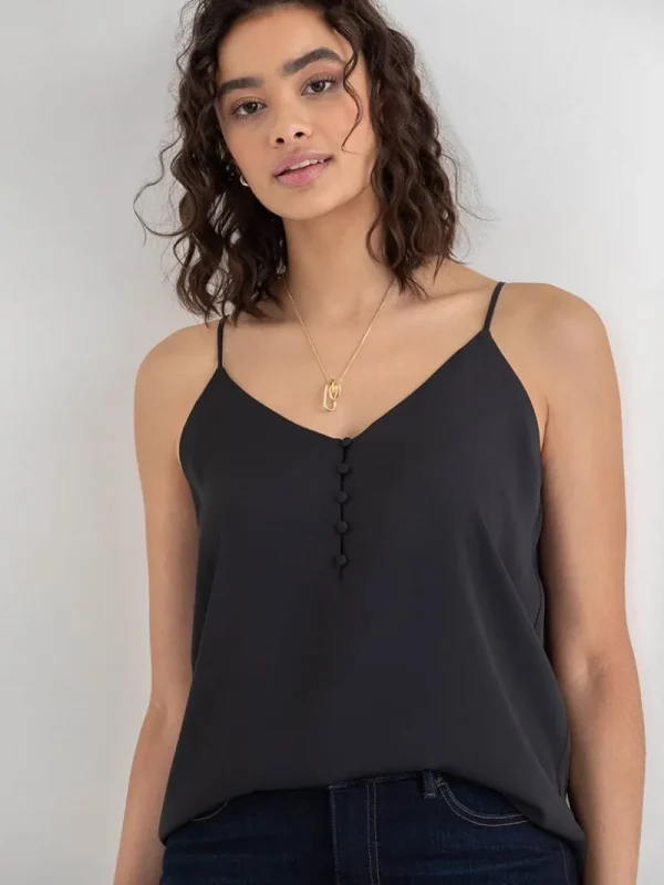 Ricki's Tees & Tanks*Sadie Strappy V-Neck Tank with Button