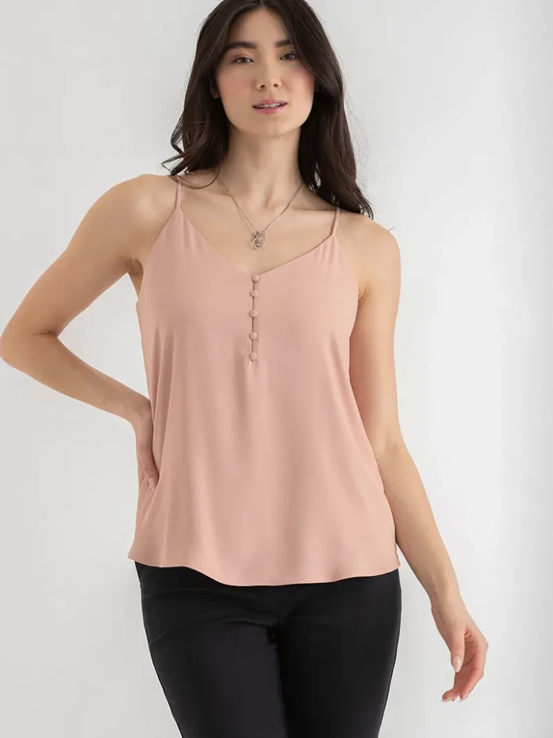 sadie_strappy_vneck_tank__2-5.webp Ricki's Tees & Tanks*Sadie Strappy V-Neck Tank with Button