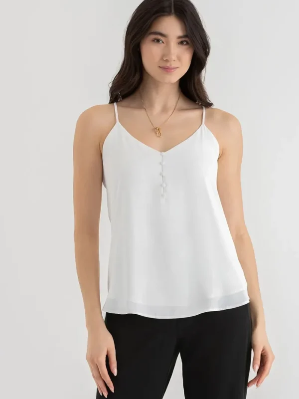 Ricki's Tees & Tanks*Sadie Strappy V-Neck Tank with Button