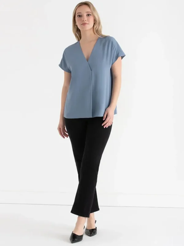 Ricki's Tees & Tanks*Short Sleeve Blouse with Center Pleat