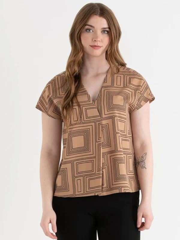 Ricki's Tees & Tanks*Short Sleeve Blouse with Center Pleat