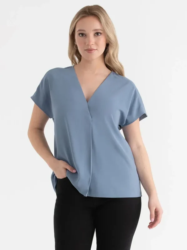 Ricki's Tees & Tanks*Short Sleeve Blouse with Center Pleat