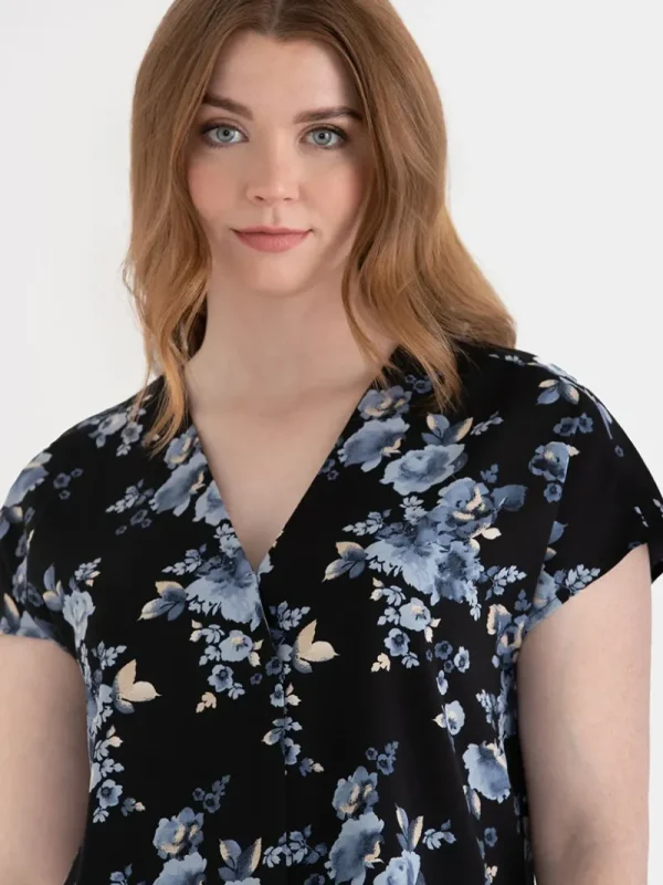 Ricki's Tees & Tanks*Short Sleeve Blouse with Center Pleat