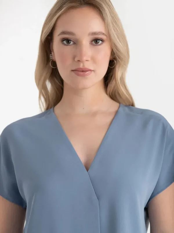 Ricki's Tees & Tanks*Short Sleeve Blouse with Center Pleat