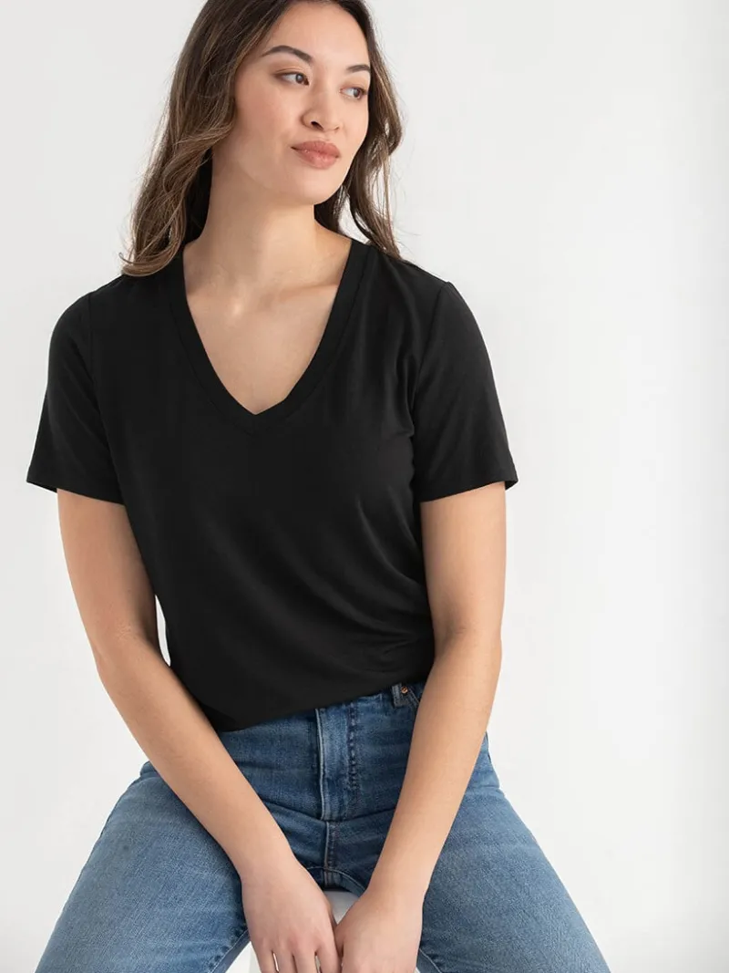 short_sleeve_modal_vneck__0-2.webp Ricki's Tees & Tanks | Shirts & Blouses*Short Sleeve Modal V-neck Shirt