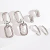 Ricki's Earrings*Pave Paperclip + Hoop + Stud Earring Set