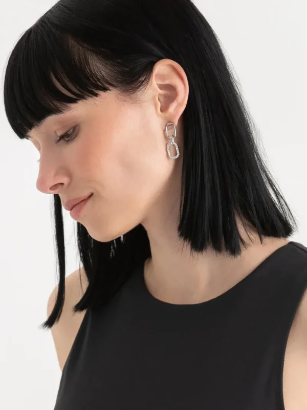 Ricki's Earrings*Pave Paperclip + Hoop + Stud Earring Set