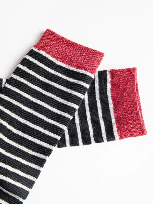 Ricki's Socks*Striped Crew Socks with Gold Shimmer