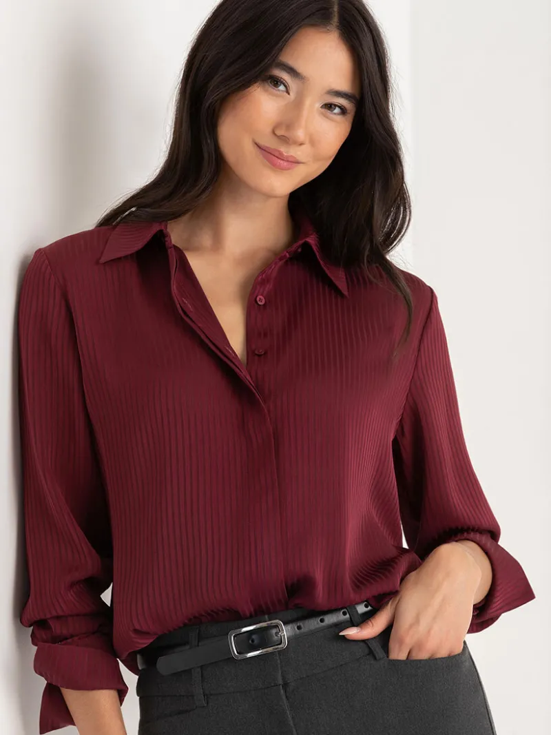 striped_waist_tie_collare_2-3.webp Ricki's Shirts & Blouses*Striped Waist Tie Collared Blouse