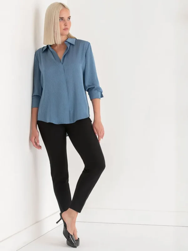 Ricki's Shirts & Blouses*Striped Waist Tie Collared Blouse