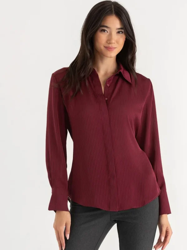 Ricki's Shirts & Blouses*Striped Waist Tie Collared Blouse