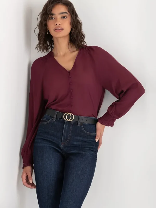 Ricki's Shirts & Blouses*Tunic Blouse with Covered Buttons